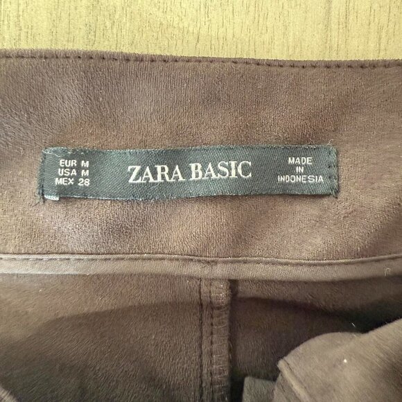 Zara Basic Brown Suede Midi Skirt with Belt & Button Front | Women’s Size Medium - Picture 5 of 5